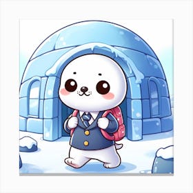 Polar Bear In School Uniform Canvas Print