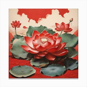 Aesthetic style, Large red lotus flower Canvas Print