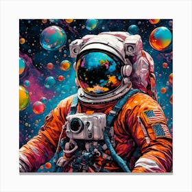 Astronaut Bubbles Canvas Print