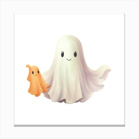 Ghost And Pumpkin Canvas Print