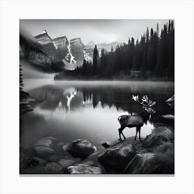 Deer By The Lake Canvas Print