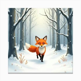 Fox In The Snow Canvas Print