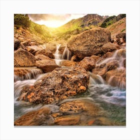 Waterfall In The Mountains Canvas Print