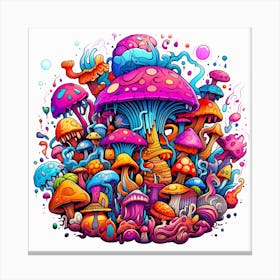 Colorful Psychedelic Mushrooms Canvas Print