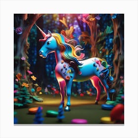 Unicorn In The Forest Canvas Print