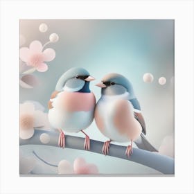 Firefly A Modern Illustration Of 2 Beautiful Sparrows Together In Neutral Colors Of Taupe, Gray, Tan (88) Canvas Print