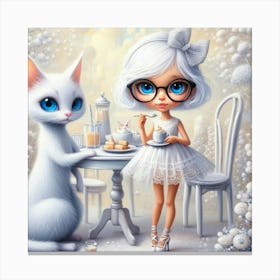 Little White Cat Canvas Print