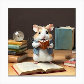 Hamster Reading A Book 18 Canvas Print