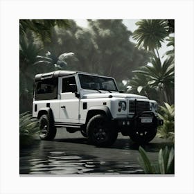 Palm tree white jeep Canvas Print