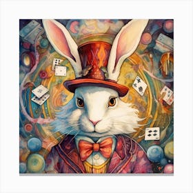 Alice In Wonderland The White Rabbit 2 Square Canvas Print