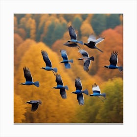 Autumn Birds In Flight Canvas Print