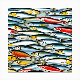 Sardines Kitchen Good Luck, school of sardines. cubism inspired Canvas Print