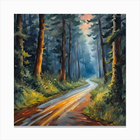 Road in the old forest  Canvas Print