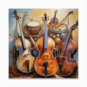 Cellos And Drums Canvas Print