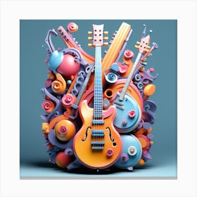 3d Guitar Canvas Print