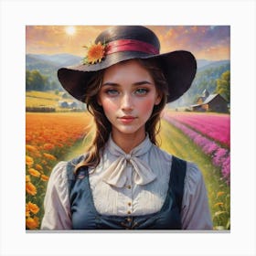 Girl In A Hat Canvas Print