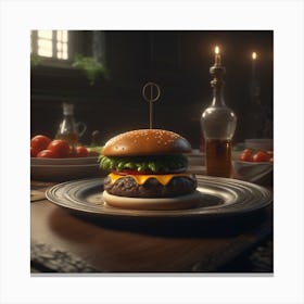 Burger On A Plate 116 Canvas Print