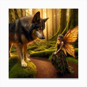 The Wolf And The Fairy 1 Canvas Print