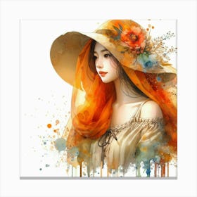 Girl In A Hat Canvas Print