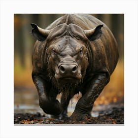 Bull Running In The Forest Canvas Print