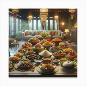 Asian Dining Table Canvas Print