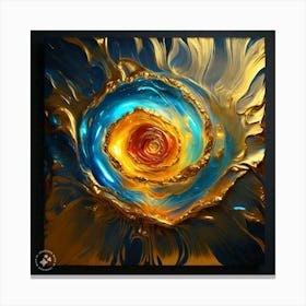 Blue And Gold Abstract Painting Canvas Print