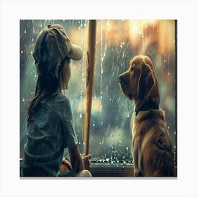 ChildandDog Canvas Print