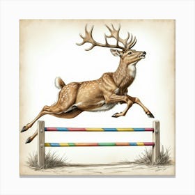 Deer Jumping Hurdles 1 Canvas Print