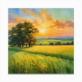 Sunset In The Countryside Canvas Print