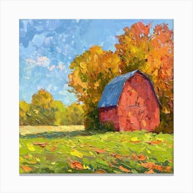 Red Barn In Fall Canvas Print