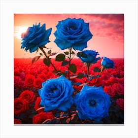 Blue Roses At Sunset Canvas Print