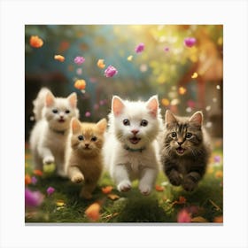 Kittens Running 1 Canvas Print