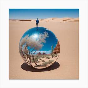 Man Standing On A Sphere 1 Canvas Print