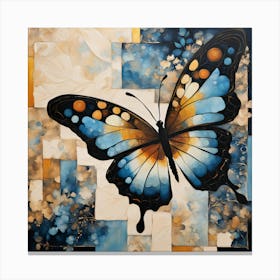 Decorative Butterfly in Blue and Cream II Canvas Print