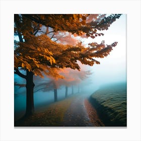 Autumn Trees In The Fog Canvas Print