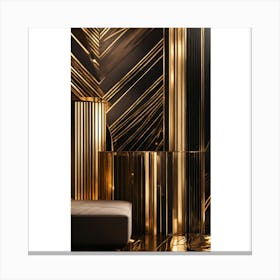 Gold And Black Stripes Canvas Print