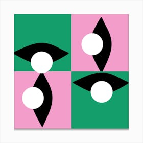 Green and Pink Checkered Eye Canvas Print