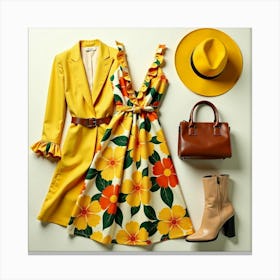 Yellow Dress And Hat 1 Canvas Print