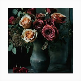 Roses In A Vase Canvas Print