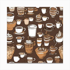 Coffee Cups Seamless Pattern Vector Canvas Print