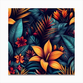 Tropical Leaves Seamless Pattern 24 Canvas Print
