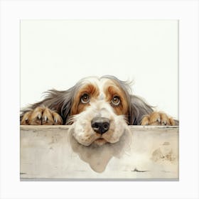 Dog Looking Over A Fence 2 Canvas Print