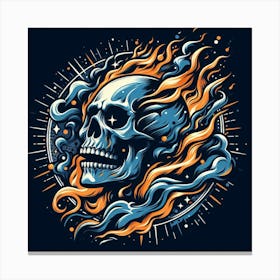 Skull In Flames Canvas Print