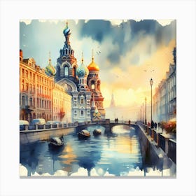 Watercolor Of St Petersburg Canvas Print