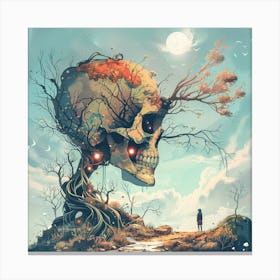 Skull And Tree Canvas Print