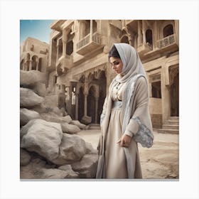 Muslim Woman In Arabic Canvas Print