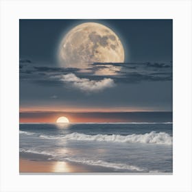 Full Moon Over The Ocean Canvas Print