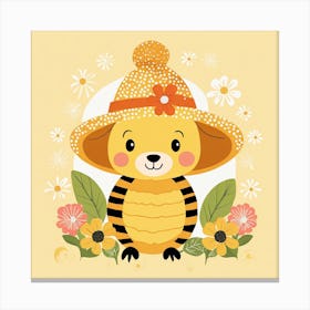 Floral Baby Bee Nursery Illustration (36) Canvas Print
