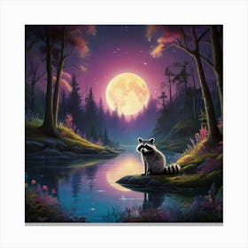 Raccoon In The Forest Canvas Print