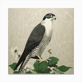 Ohara Koson Inspired Bird Painting Falcon 2 Square Canvas Print